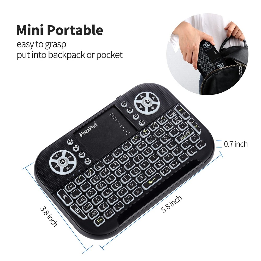 (Upgrade Mini Bluetooth Keyboard with Touchpad Mouse,Portable 2.4G Wireless K...