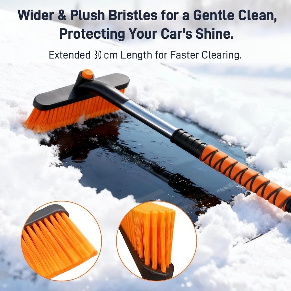 360°Rotatin 35.4″Extendable Snow Brush and Ice Scraper, Telescoping Ice Scraper