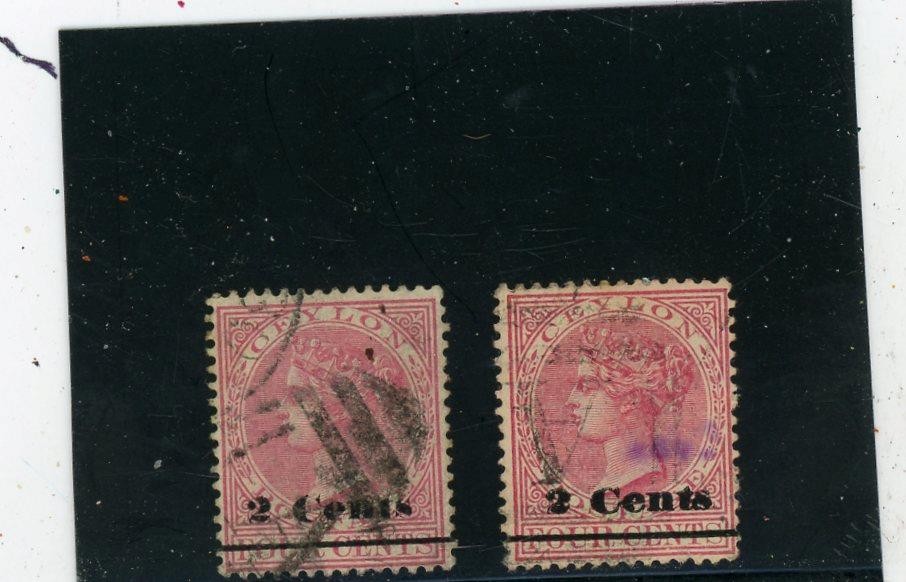 Ceylon 1888 Scott# 147-8 Canceled