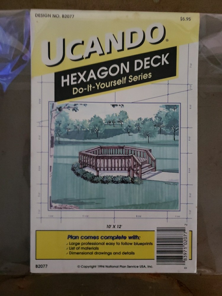 UCANDO B2077 Hexagon Deck Plans Rebagged With Material List NOS