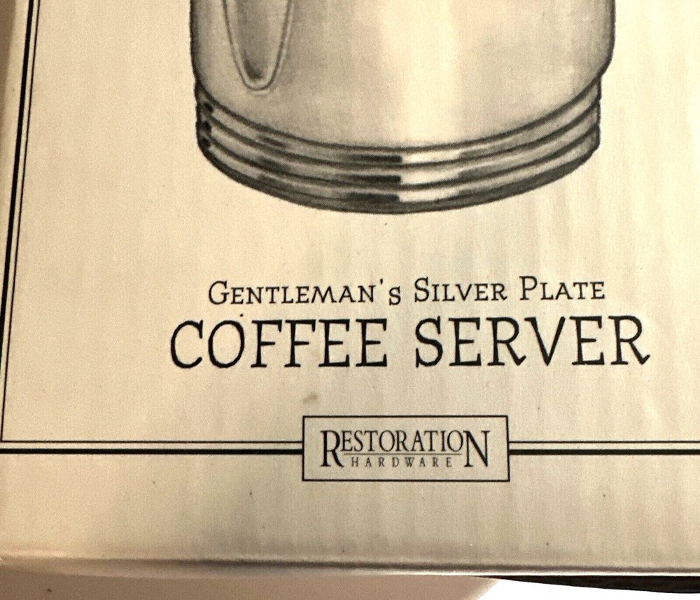 Restoration Hardware Art Deco Gentleman's Silverplate Coffee Server Ebony Handle