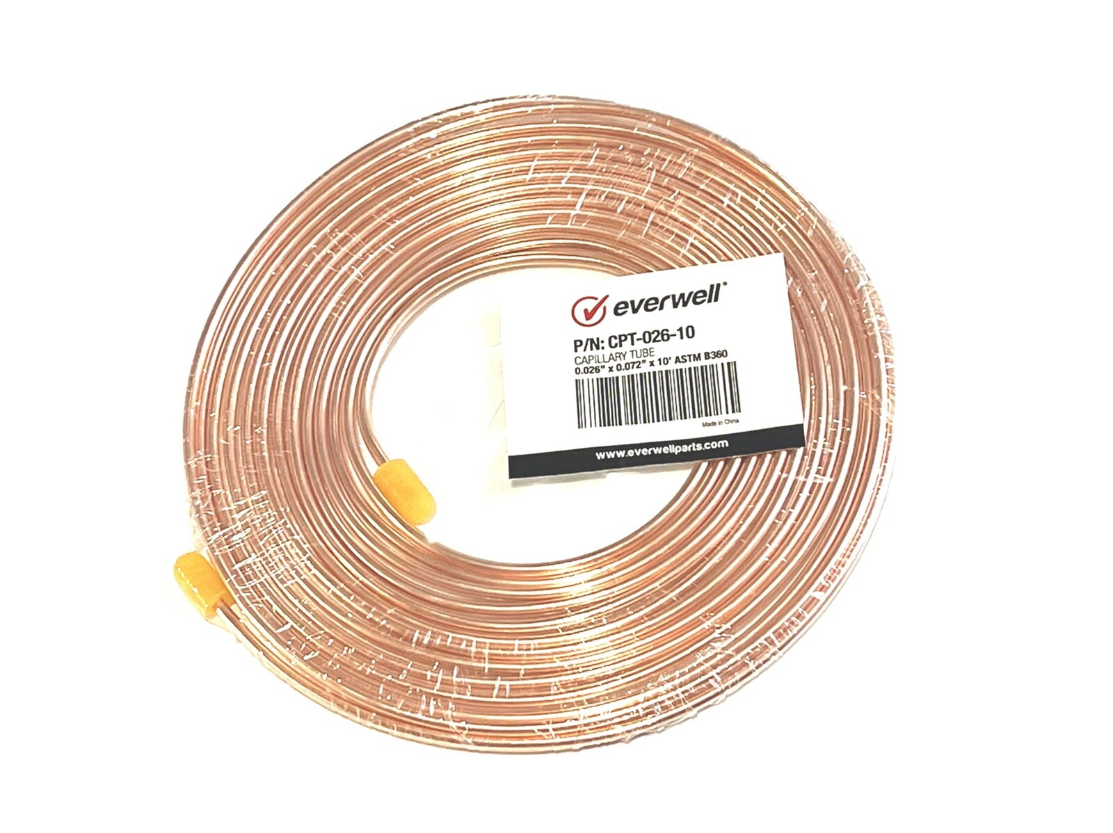 REFRIGERATION COPPER CAPILLARY TUBING 0.026" (ID) x 0.072" (OD) x10ft ASTM B-360