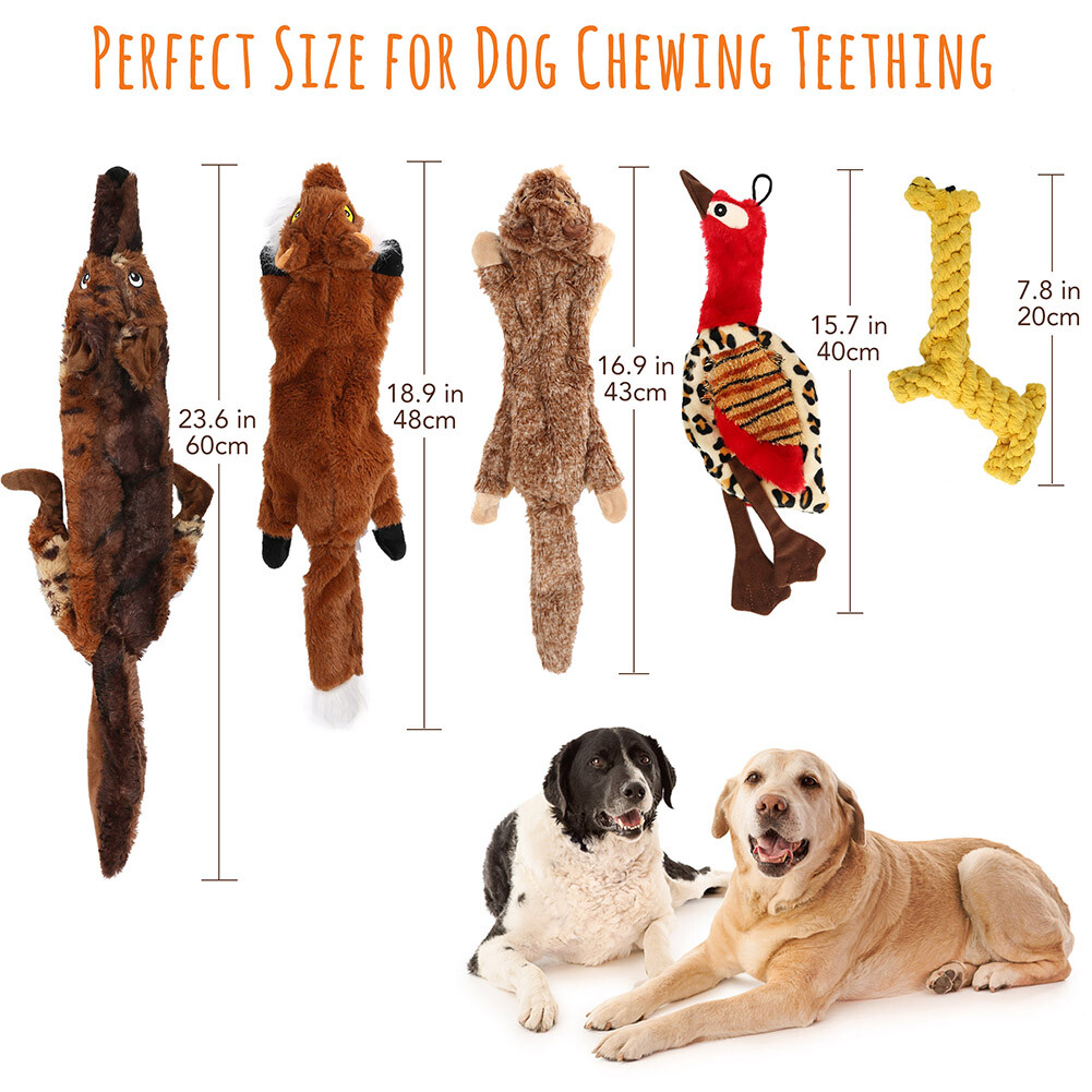 Dog Squeaky Toys 5 Pack Pet Toys Crinkle Dog Toy No Stuffing Animals Plush Chew