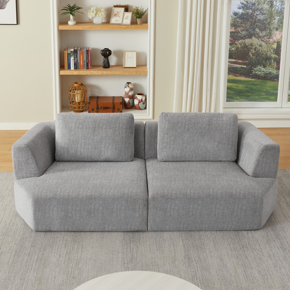 Oversized 3-Seater Chenille Sofa, Floor Couch, No Assembly, Space Saving