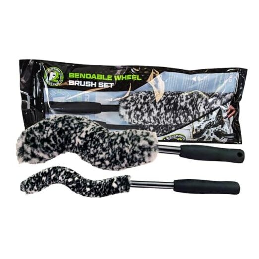 Bendable Brush Set - Unique Adjustable 2-Piece Wheel Brush Set Cleans Black
