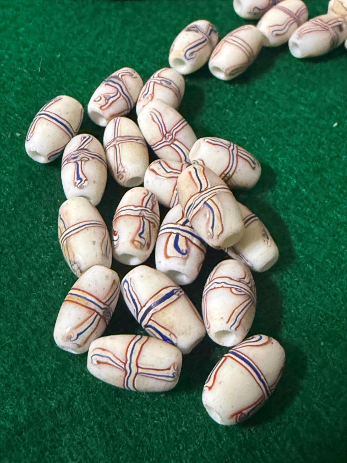 (4) Authentic 1700's Colonial French Cross Trade Beads Rare Fur Trade Artifacts