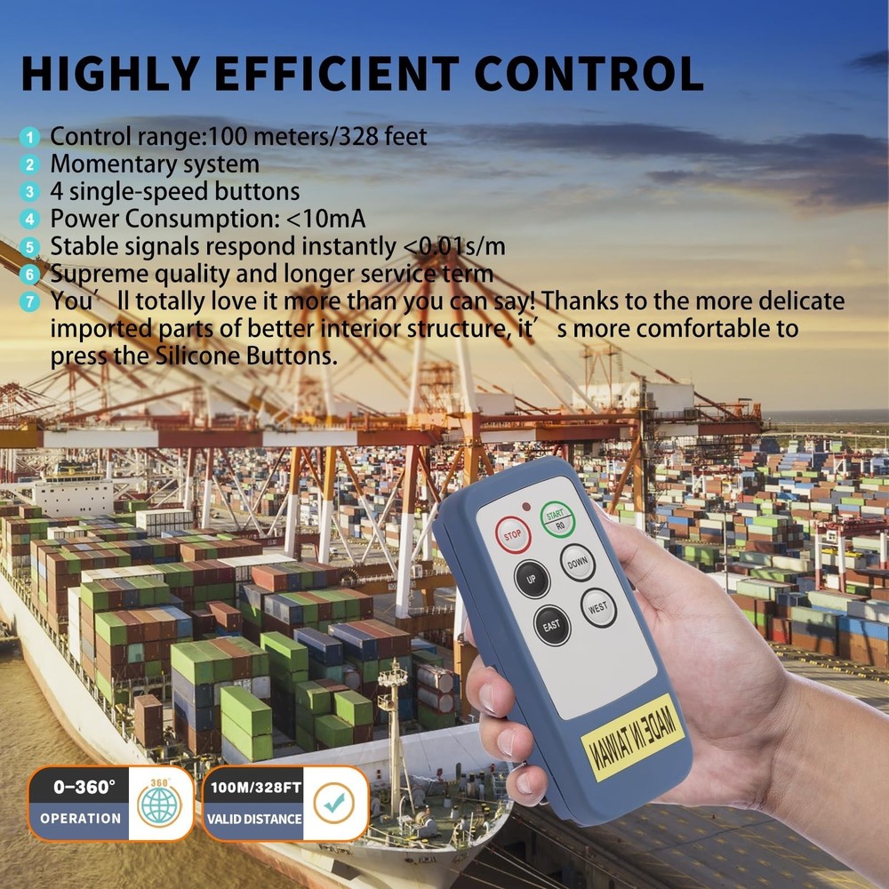 Crane Wireless Remote Control Industrial 4 Channel Button Controller for Elec...