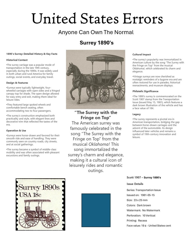 Centsational Custom Presentation Panel For Error SN 1907 - 8.5” X 11”