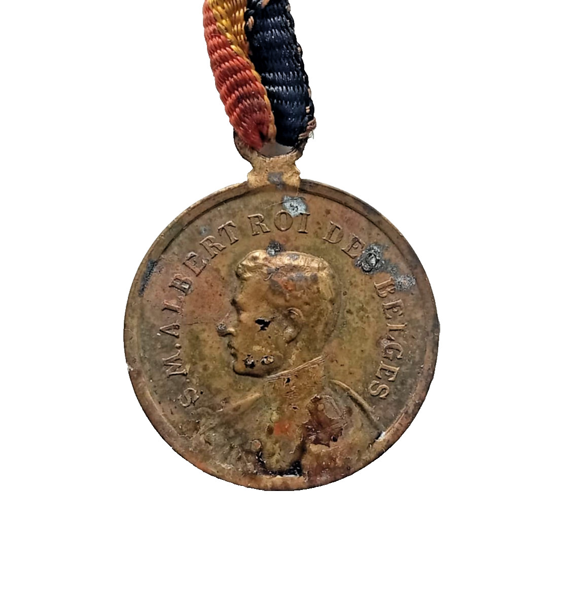 Antique 1914 WW1 Belgian Medal King Albert I commemorating Battle of the Yser