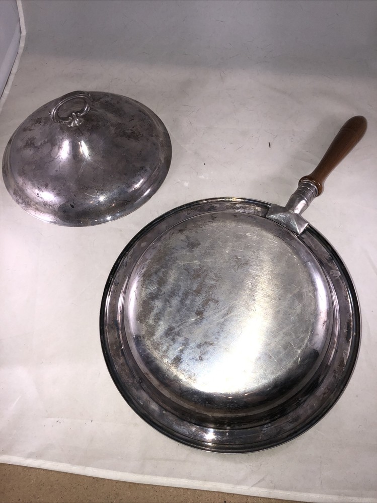 Gorham Silverplate Covered Serving Dish With Long Wood Handle