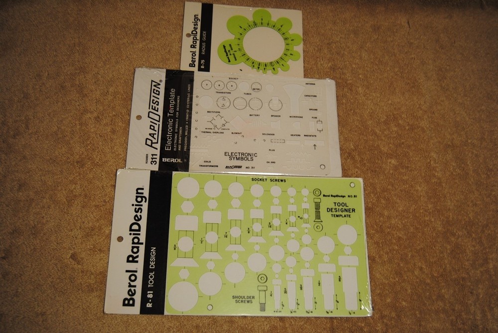 NOS Berol RapiDesign Templates Parallel Heating Bolt Radius Tool Electronic C