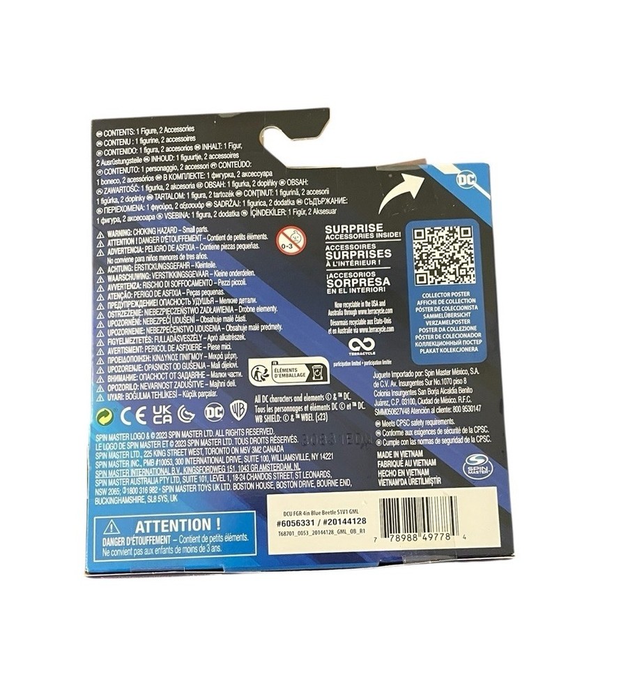 DC Spin Master Blue Beetle 4" Figure With 2 Surprise Accessories