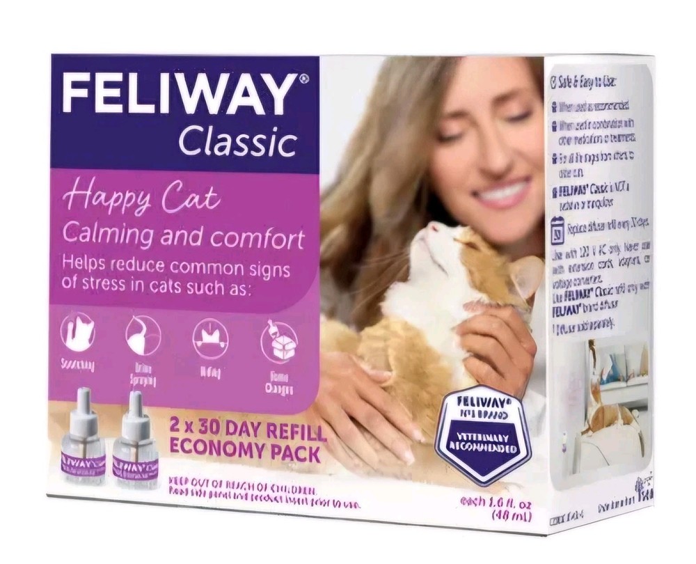 Feliway Classic Diffuser - (2) 48 mL Cat Calming Pheromone Refill - New Box 2027