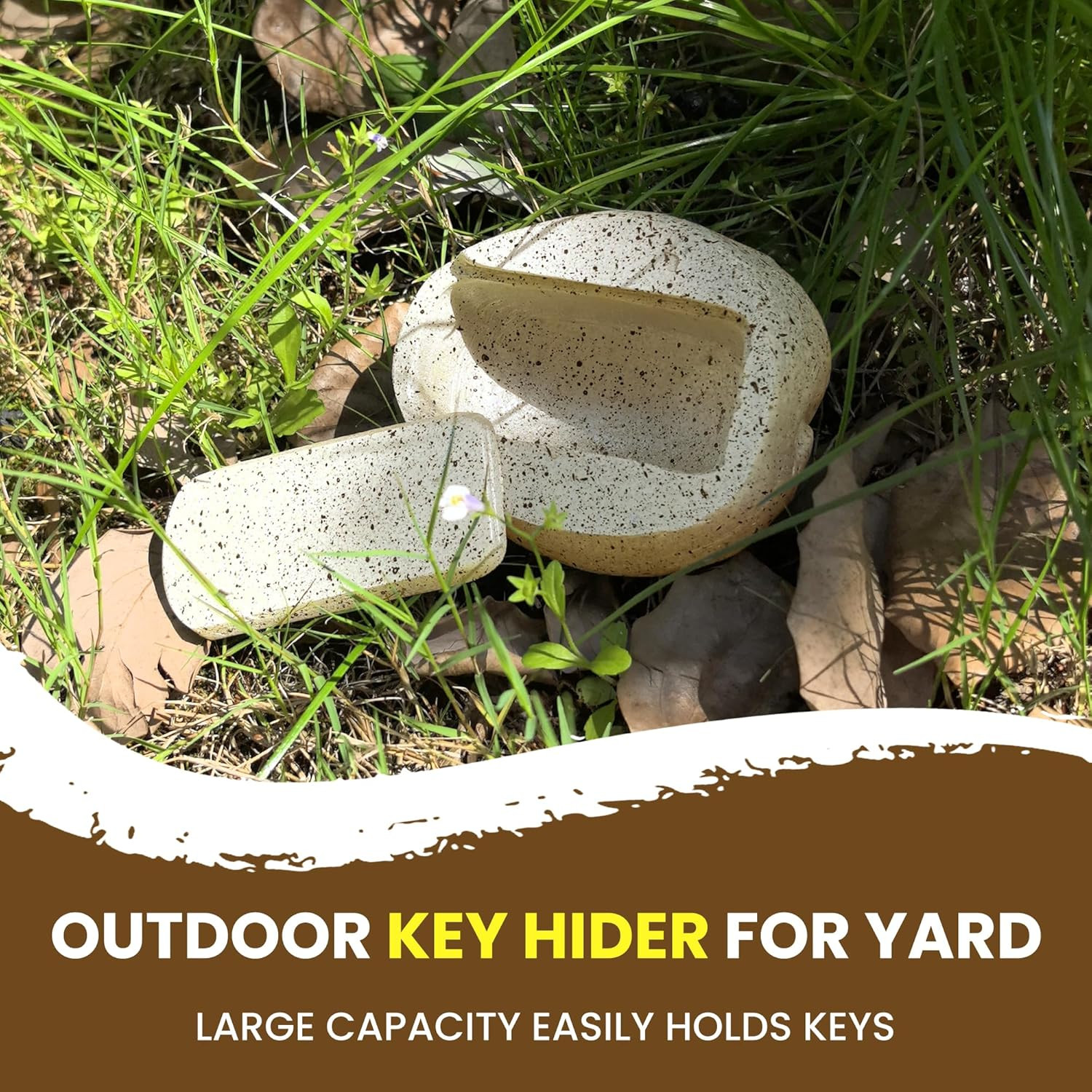 Fake Rock Key Hider Safe for Outdoor Garden or Yard, Large Size Fake Stone Hidde