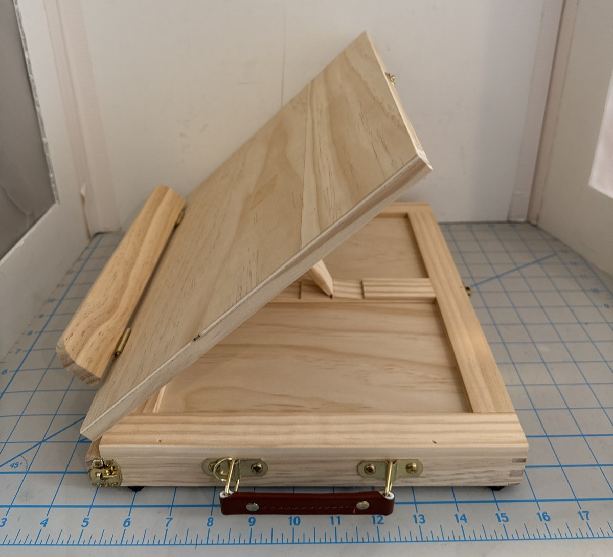 Solid Artist Wood Desk Table Easel Box, Storage Drawer, Art Paint Supplies