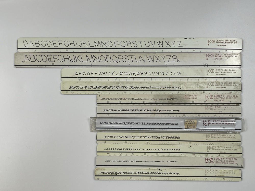 K&E Leroy Lettering *MIXED Set 1950 Keuffel & Esser / Tech Graphics Drafting