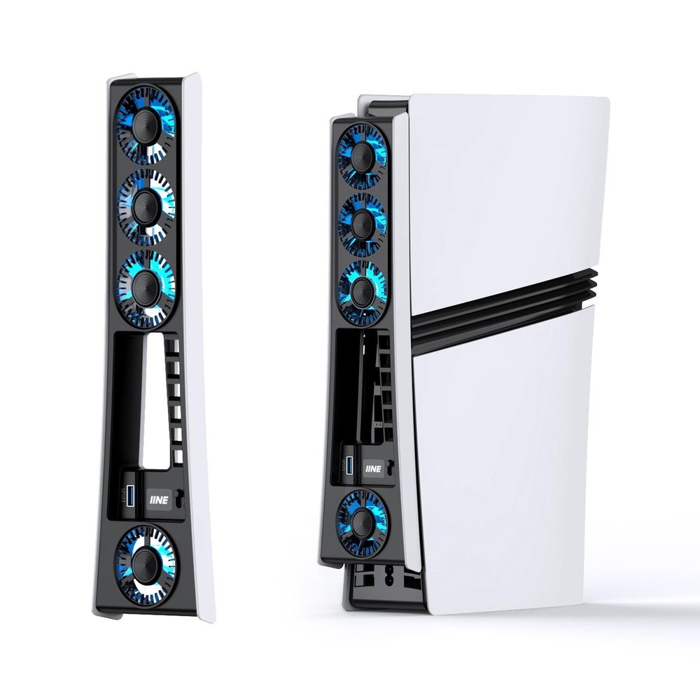 Cooling Fan for PS5 Pro, Efficient Cooler with Adjustable Speed/LED BLACK