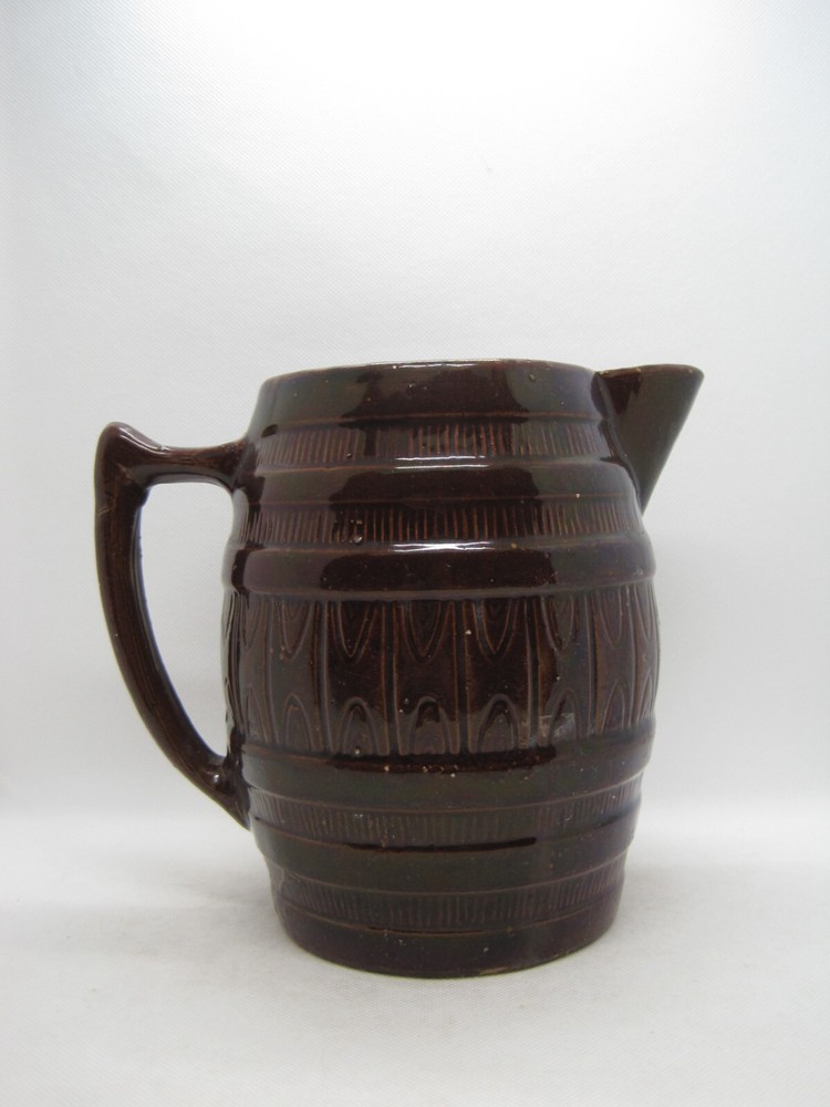 Vintage Dark Brown Stoneware Pitcher