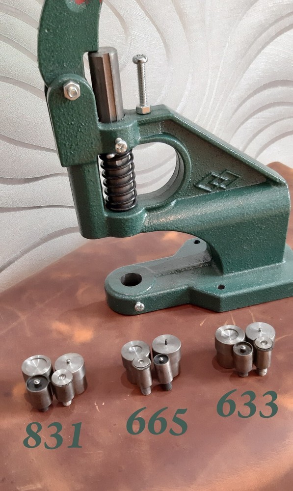 Hand Punch Press Machine + 3 set Mold for Double Cap Rivets Snap Buttons Eyelet