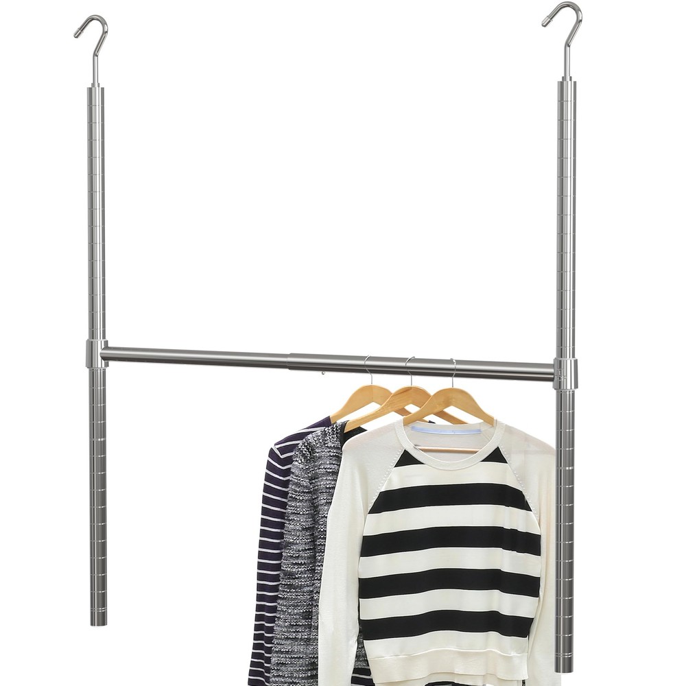Simple Houseware Adjustable Closet Hanging Rod, Chrome 1 Pack,