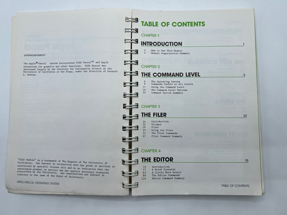 Apple II Pascal Operating System Reference Manual - 1980 Spiral Binding