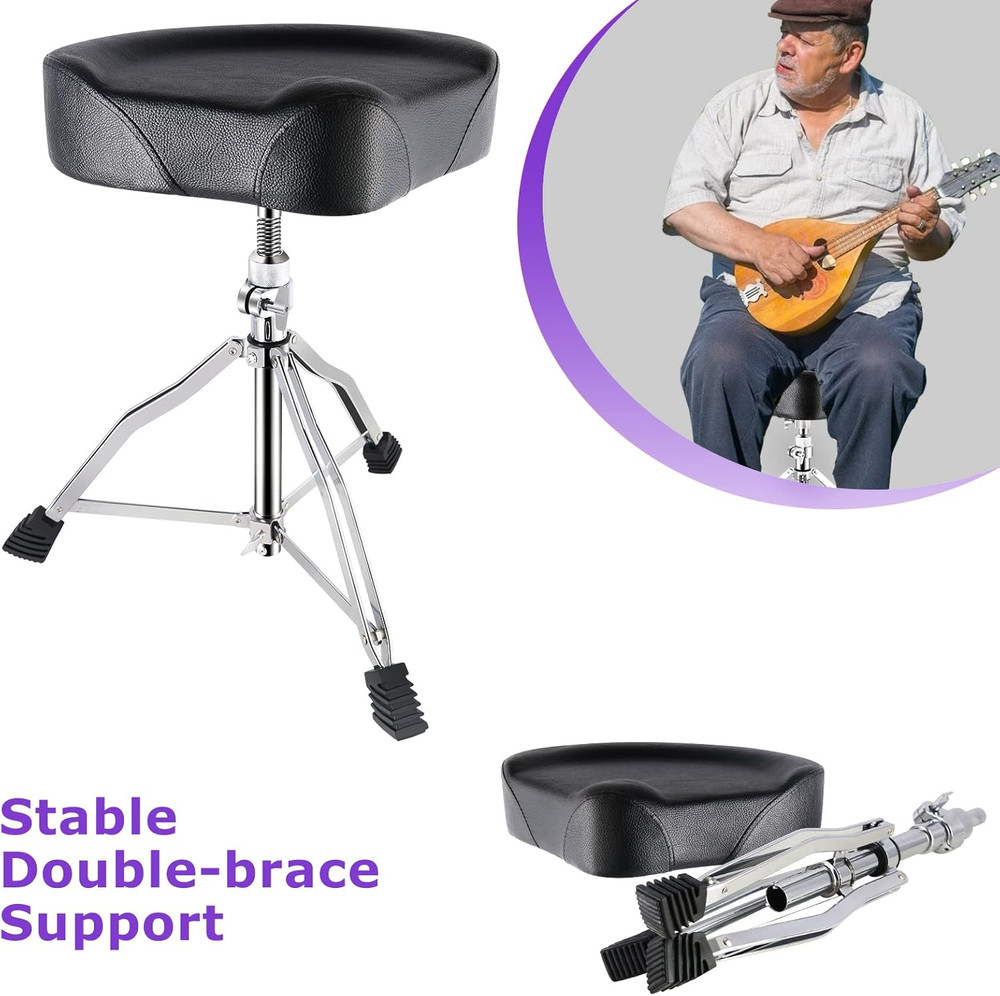 EASTROCK Drum Throne Adjustable Height, Drum Stools Rotatable Padded Motorcycle