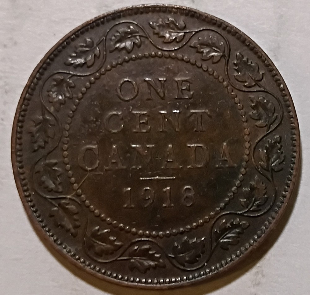 Canada - 1918 Large Cent George V with "DEI GRA"