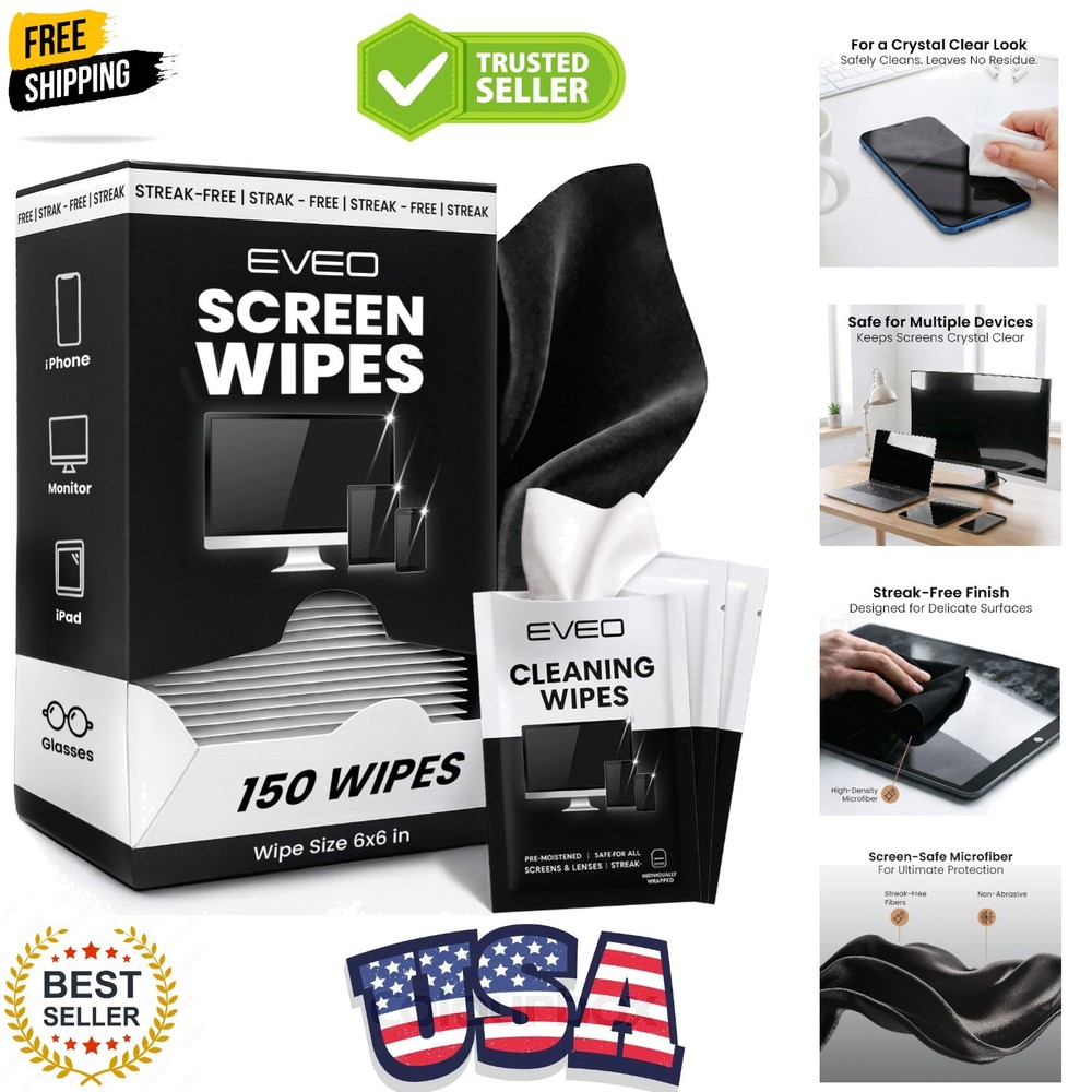 Screen Wipes 150 Pack - Electronic Wipes, Computer Screen Cleaner Wipes for E...