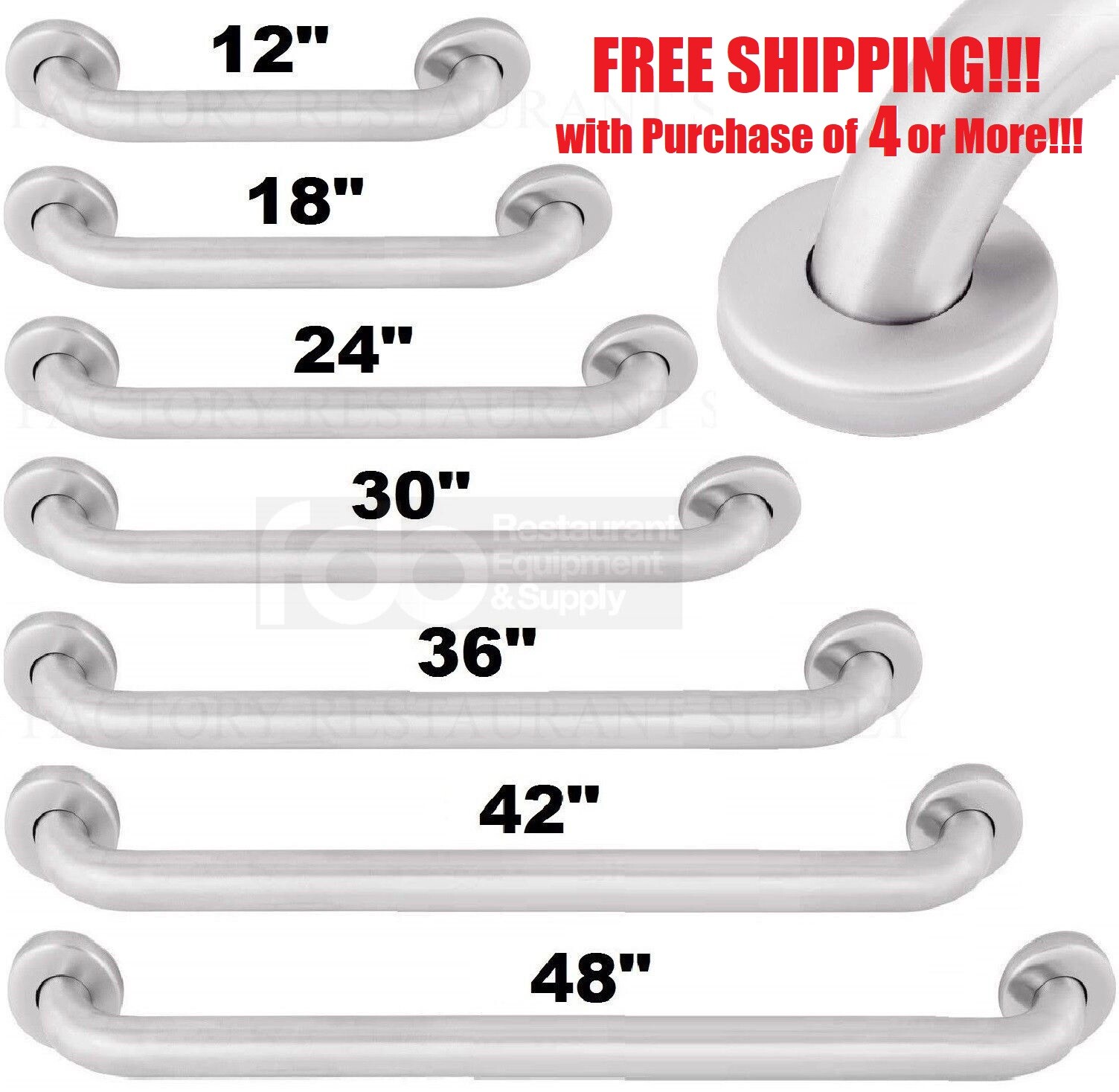 COMMERCIAL Grab Bar Stainless Steel Bath Bathroom Safety Handicap Hand Wall Rail
