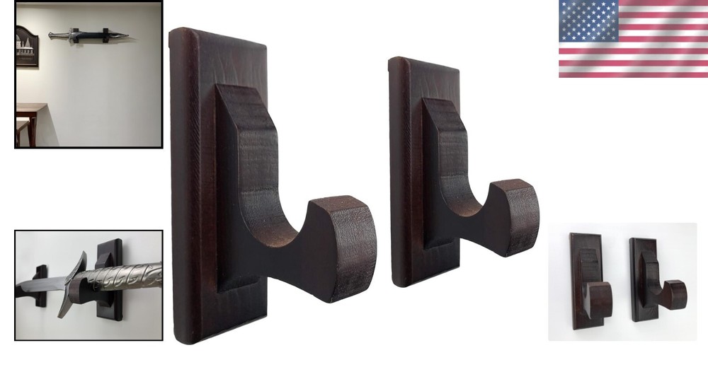 Versatile Decorative Sword Rack with Dual Hooks - Display Your Weapons Elegantly