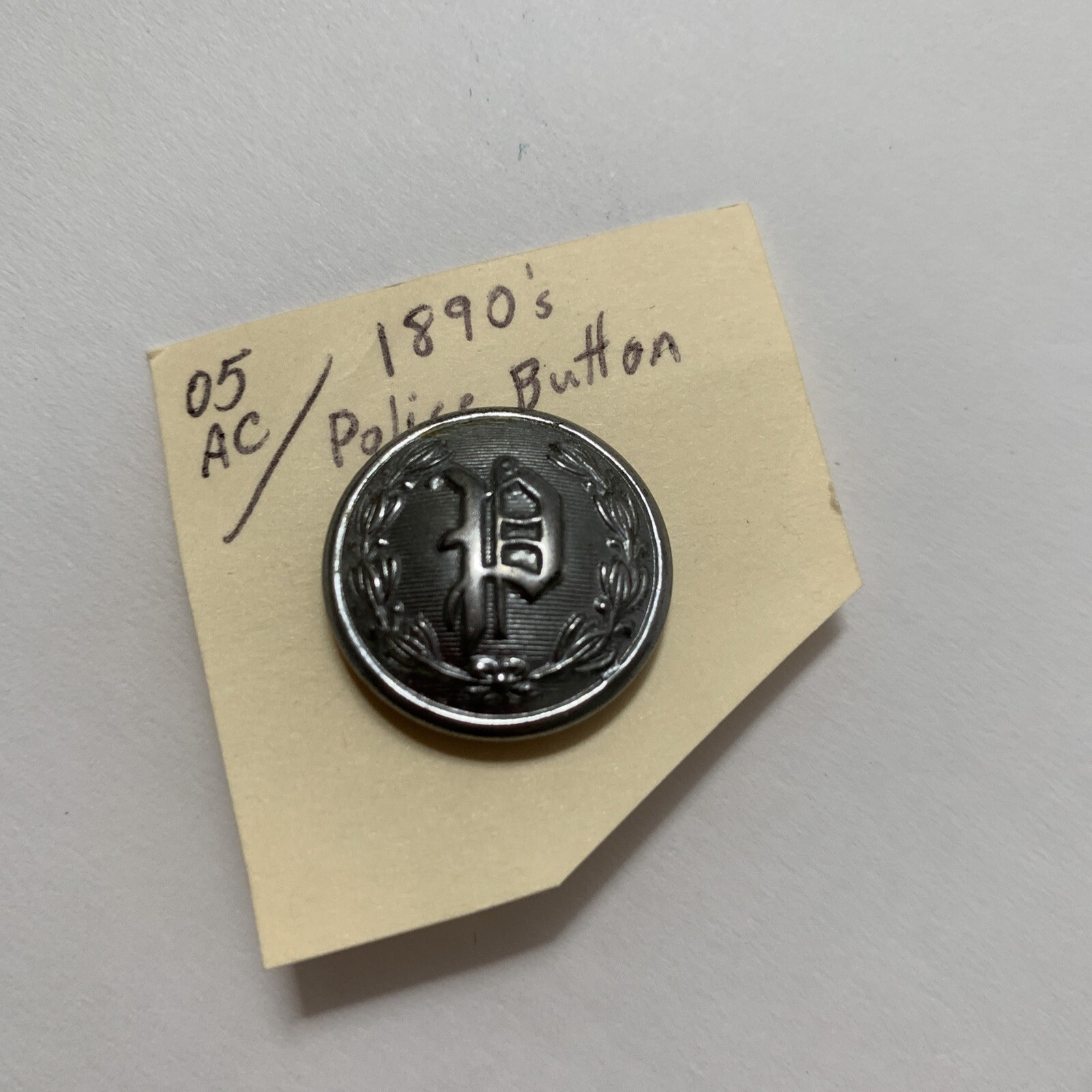 Police Button Vintage Collectible 1890 1 Gold 1 Silver Quality Police Button