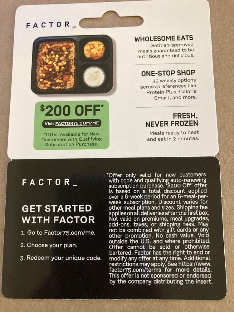 Factor go.factor75.com $200 Off Code Meals Delivered!! Free Shipping