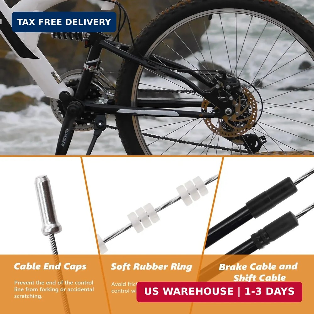 Mannk Universal Bicycle Cable Kit - Shift & Brake Cable Housing with End Caps &