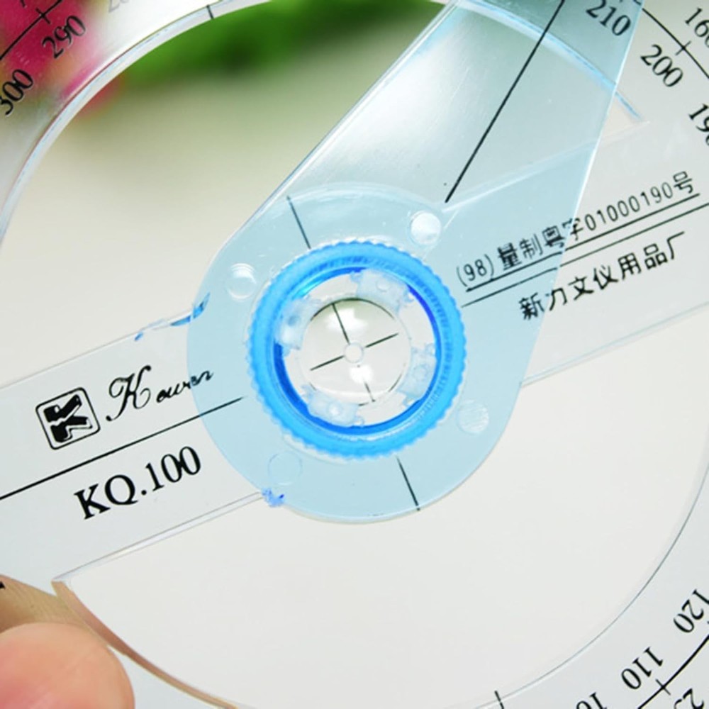 Blue 360 Degree Angle Measure Circle Protractor Plastic Drafting Ruler