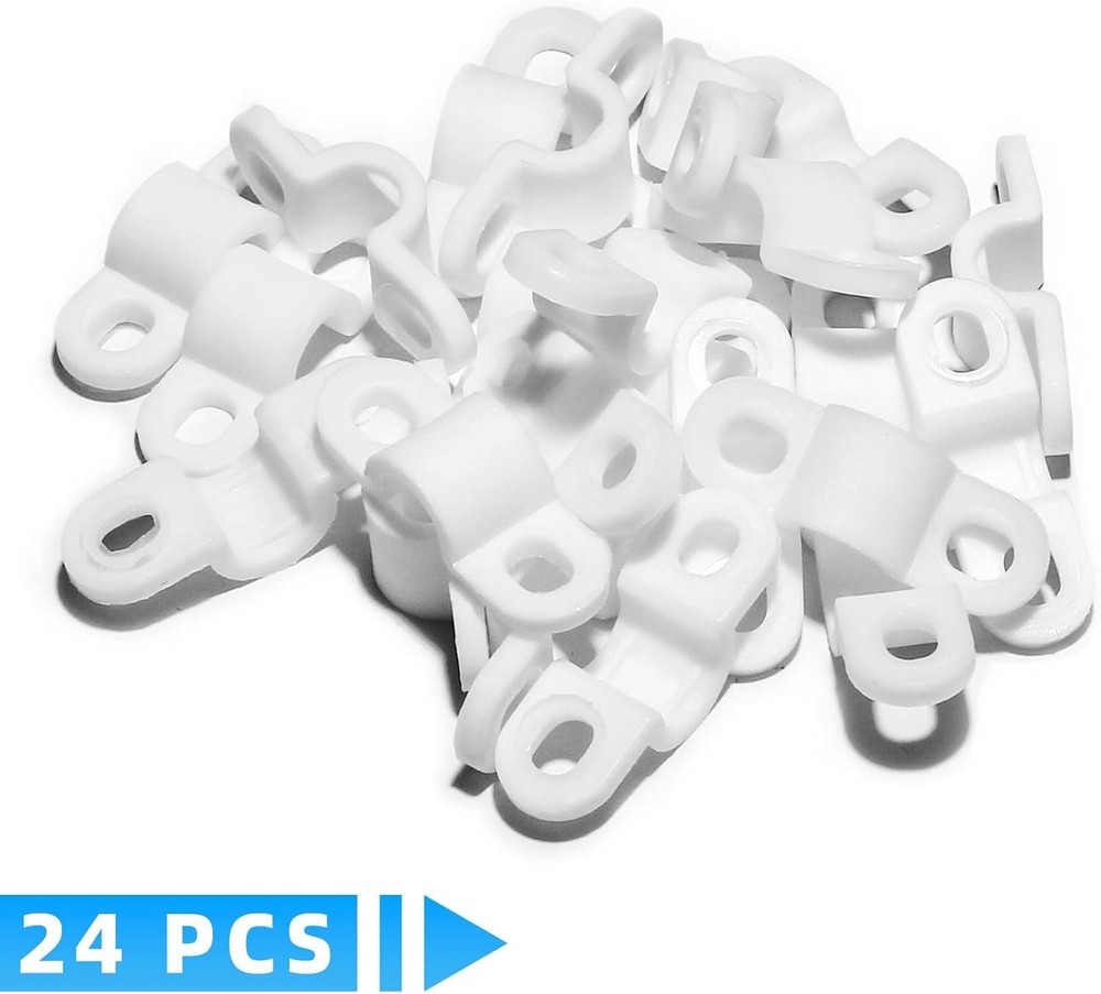 24 Sets Wire Shelf Back Wall Clips White Loop Clips for Concrete Install