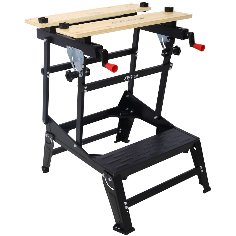 Portable Foldable Workbench, 550LB Capacity, Adjustable Jaws & Vertical Clamping