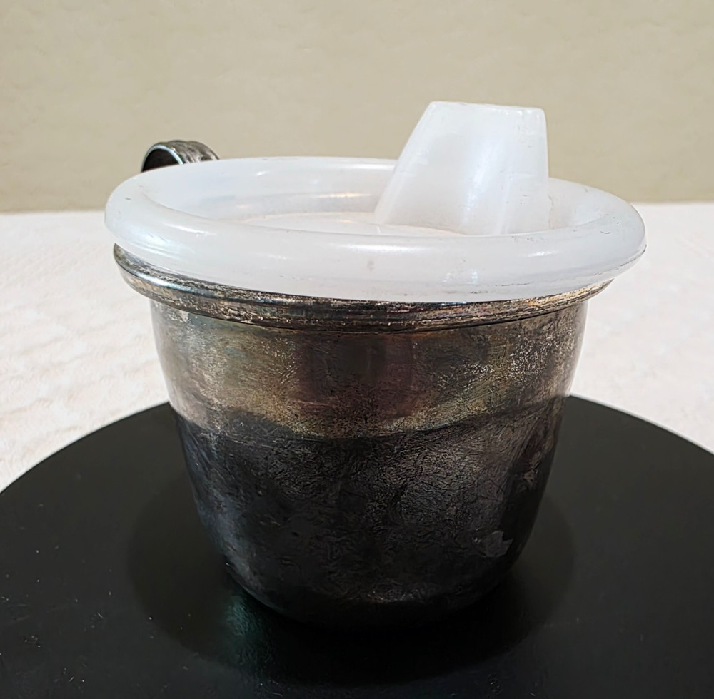 Vintage Silverplate Baby's First Sippy Cup Mug with Teddy Bear Design