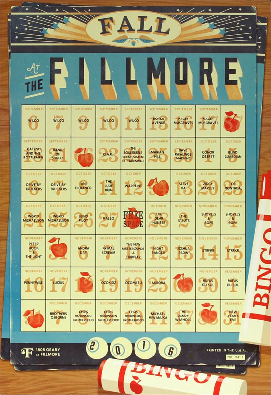 Original Fall 2016 Fillmore Poster Wilco Pennywise Dandy Warhols Chris Robinson