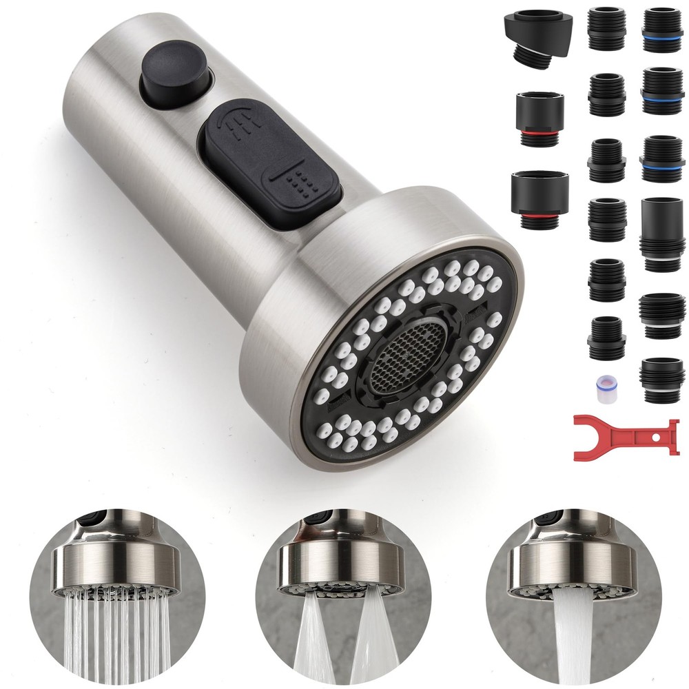 Pull Down Spray Head Replacement - for Kitchen Faucet Sprayer Head with 15 Ad...