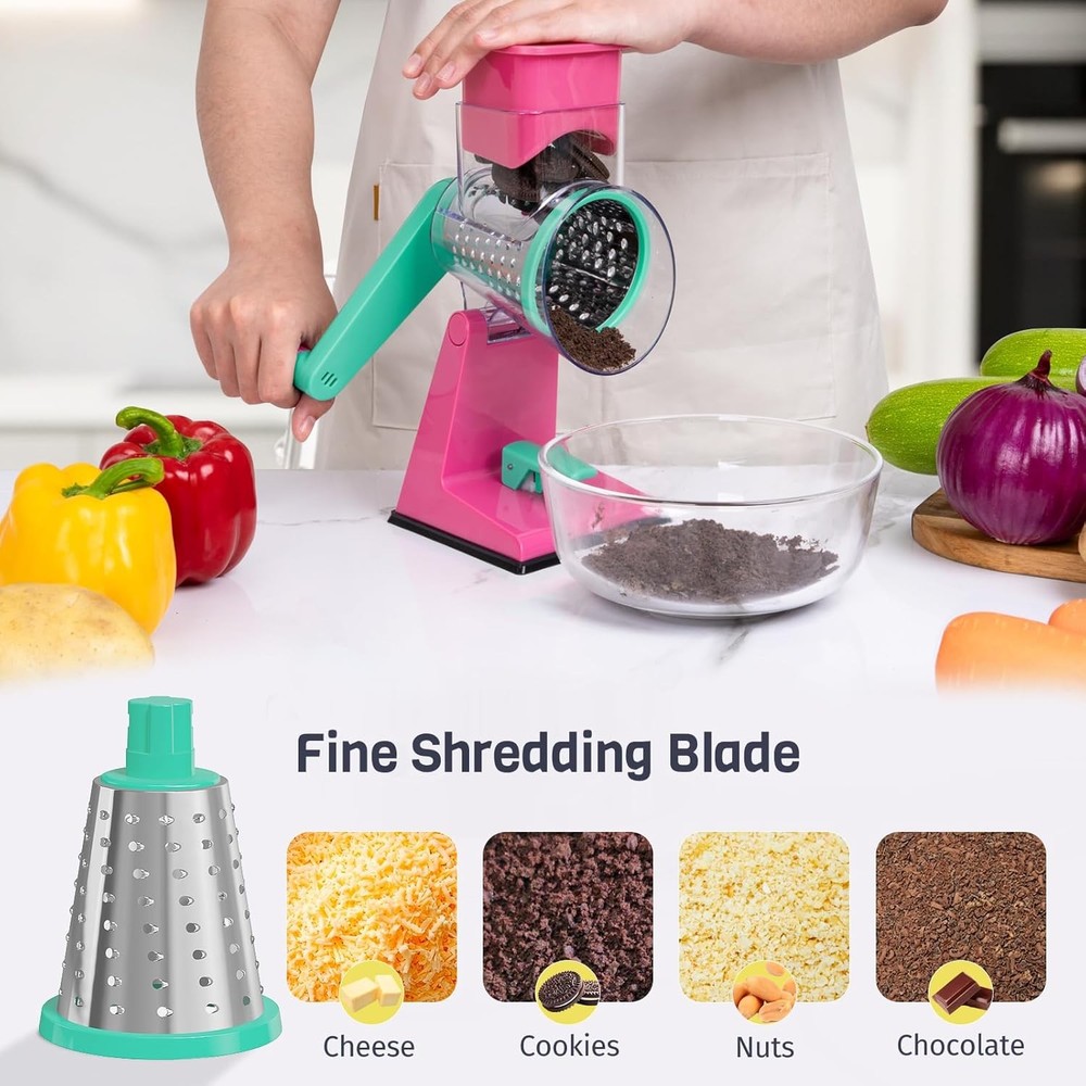 Rotary Vegetable Slicer 3 Drums Cheese Grater Multi Function Kitchen Tool