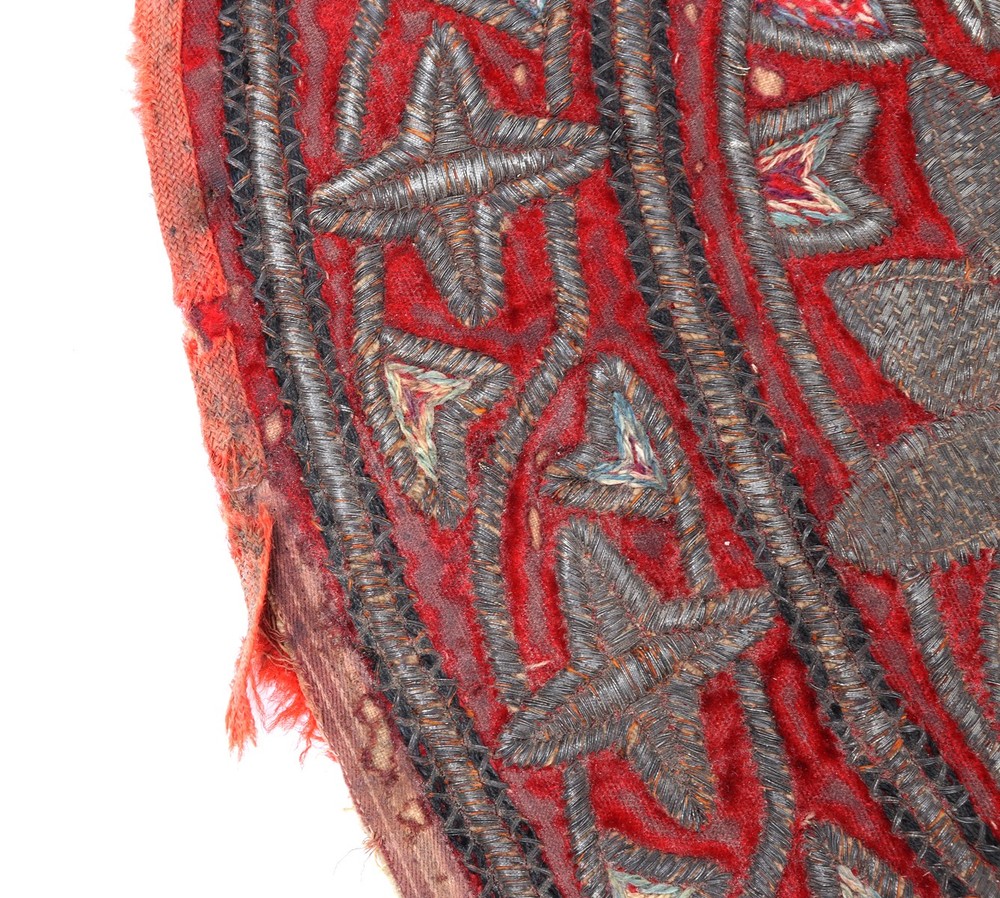 Intricately Detailed Persian Textile, Silver Thread