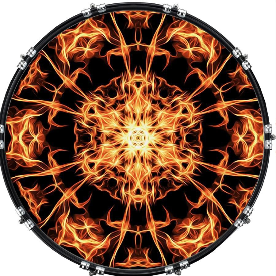 20" Custom Bass Kick Drum Front Head Graphical Fire Pentagram
