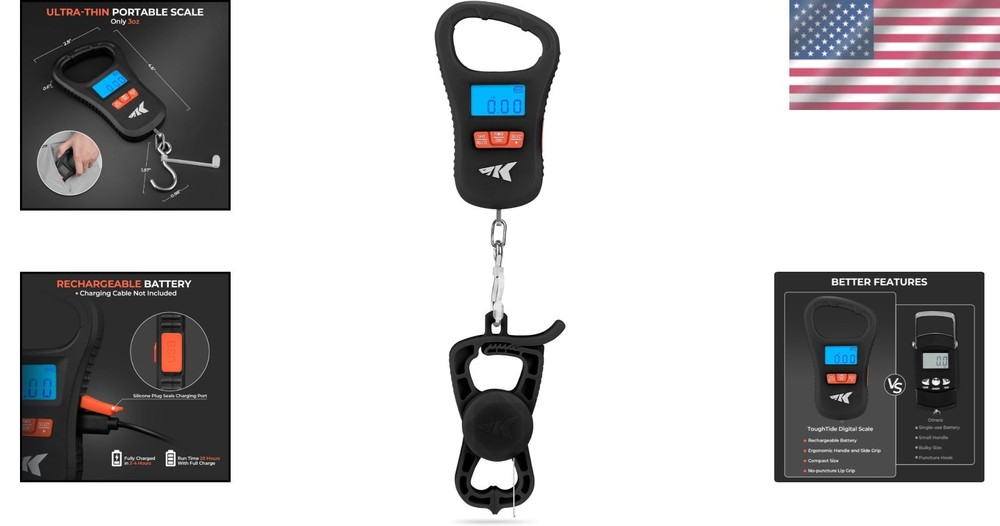 Ultra-Thin Digital Fish Scale USB Charge 65lb Capacity