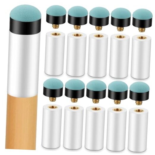 10 Sets Pool Cue Tips Replacement Kit, 12mm & 13mm Screw On Pool Stick Tips