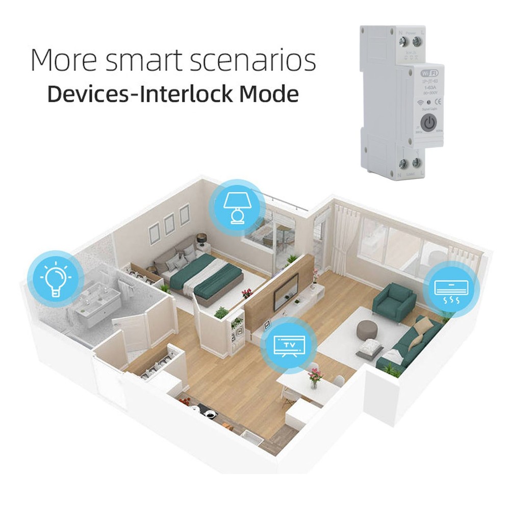 Smart WiFi Circuit Breaker Wireless Remote Control Enegy Meter Switch Protector