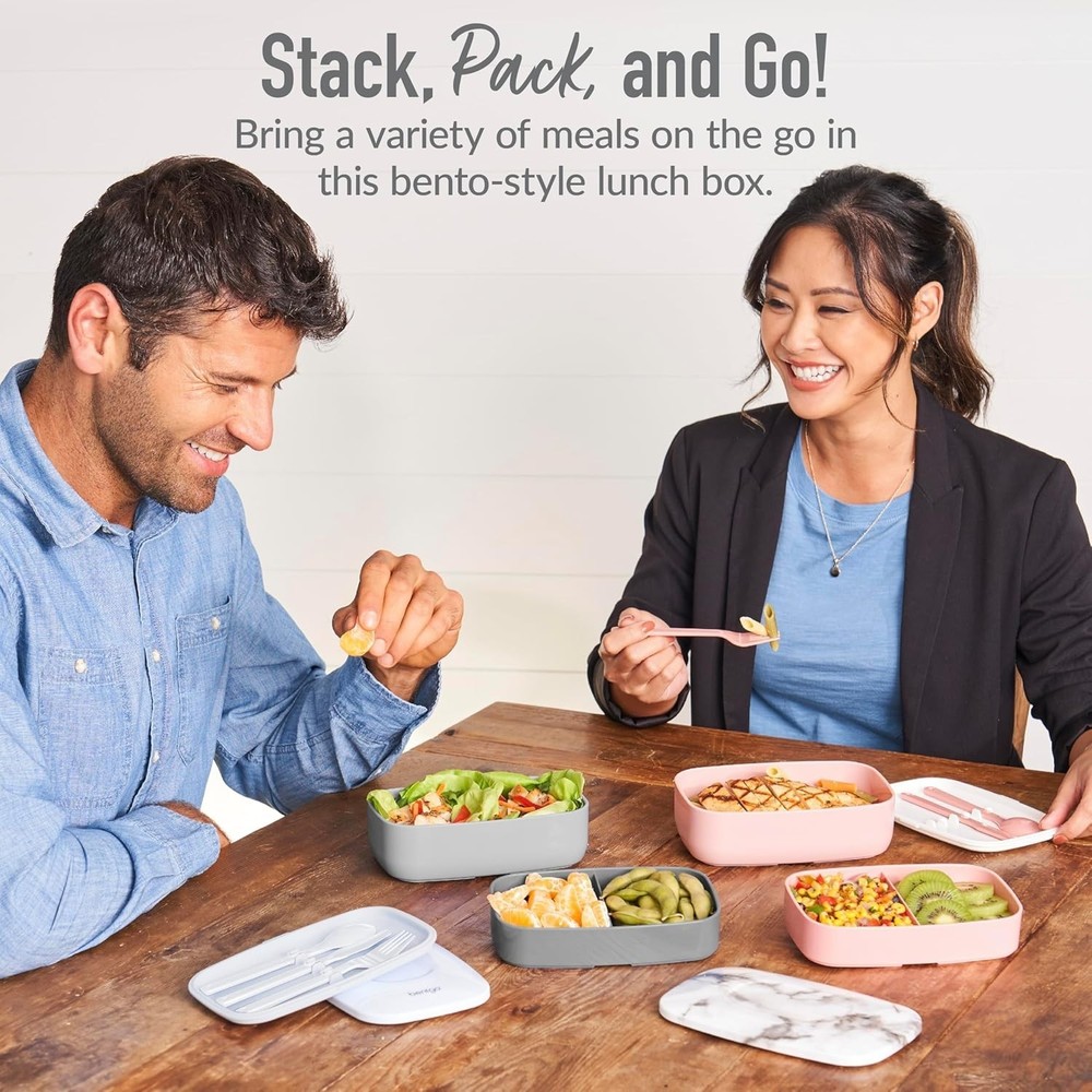 Elegant Bento Box with Removable Utensils - Space-Saving & Durable Design