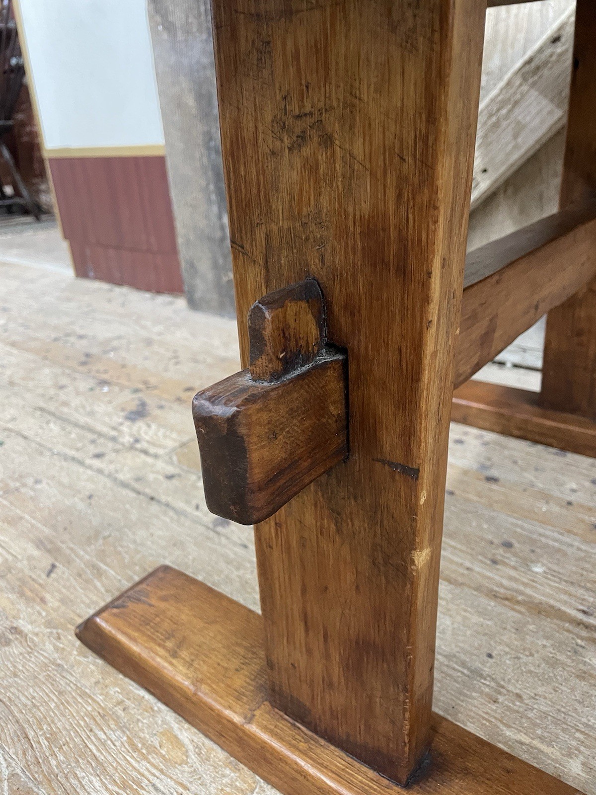 Antique Primtive Pine Trestle Table end or lamp stand coffee table size