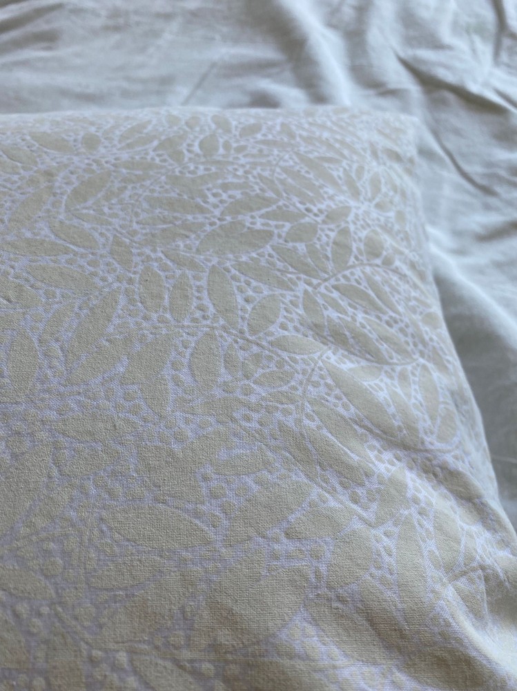 White on White Leaf Pattern Pillowcase | Handmade | 100% Cotton