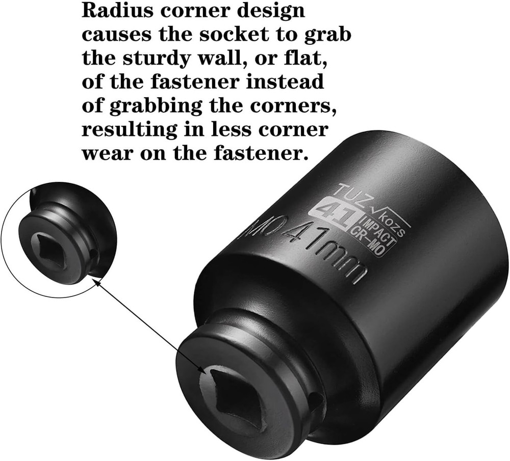 1/2-Inch Drive 41mm Deep Impact Socket with 1/2” Deep, Black