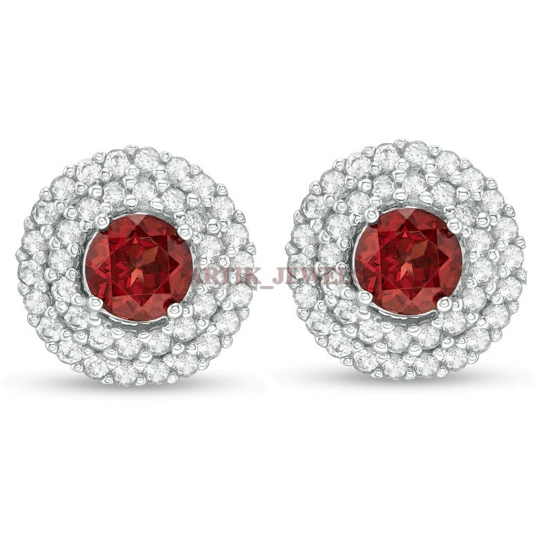 Natural Garnet Gemstone with 925 Sterling Silver Cufflink #3040